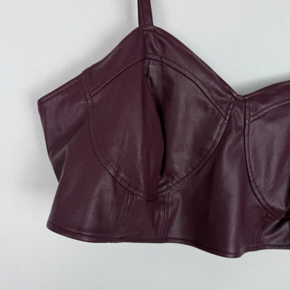 NWT Future Collective Strappy Faux Leather Tiny Top Crop Berry Plus Size 1X NEW - Picture 3 of 10